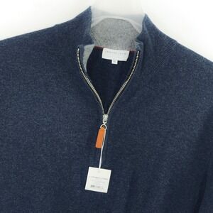 NEW Lorenzo Uomo 1/4 Zip Sweater Men's XL Merino Wool Cashmere Blend Blue NWT